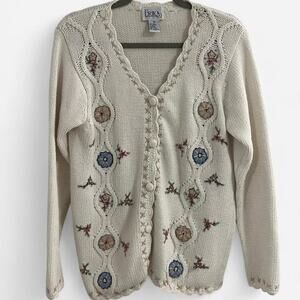 Vintage 80s/90s ERIKA Cottagecore Oversized Cardigan with Pastel Florals